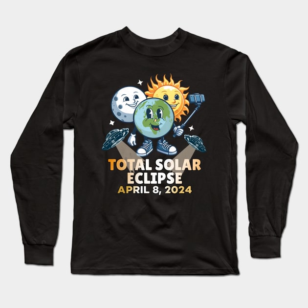 Selfie Earth Moon Sun Eclipse Long Sleeve T-Shirt by alcoshirts